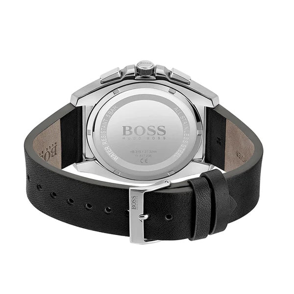 Hugo Boss Men’s Quartz Black Leather Strap Black Dial 46mm Watch 1513881
