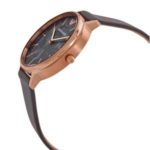 Emporio Armani Women’s Quartz Brown Leather Strap Grey Marbled Dial 32mm Watch AR11172