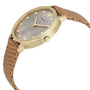 Emporio Armani Women’s Quartz Brown Leather Strap Taupe Mother of Pearl Dial 32mm Watch AR11151