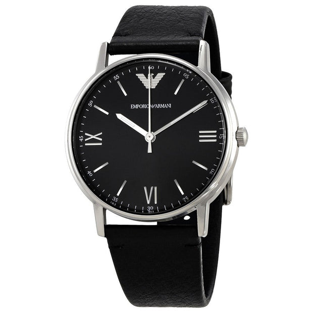 Emporio Armani Men’s Quartz Leather Strap Black Dial 41mm Watch AR11013
