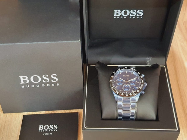Hugo Boss Men’s Chronograph Quartz Stainless Steel Blue Dial 45mm Watch 1513758