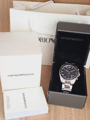Emporio Armani Men’s Chronograph Quartz Stainless Steel Black Dial 44mm Watch AR6098