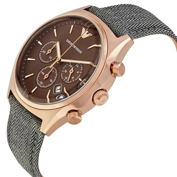 Emporio Armani Men’s Chronograph Quartz Leather Strap Brown Dial 43mm Watch AR1976