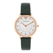 Emporio Armani Women’s Quartz Green Leather Strap Mother Of Pearl Dial 32mm Watch AR11150