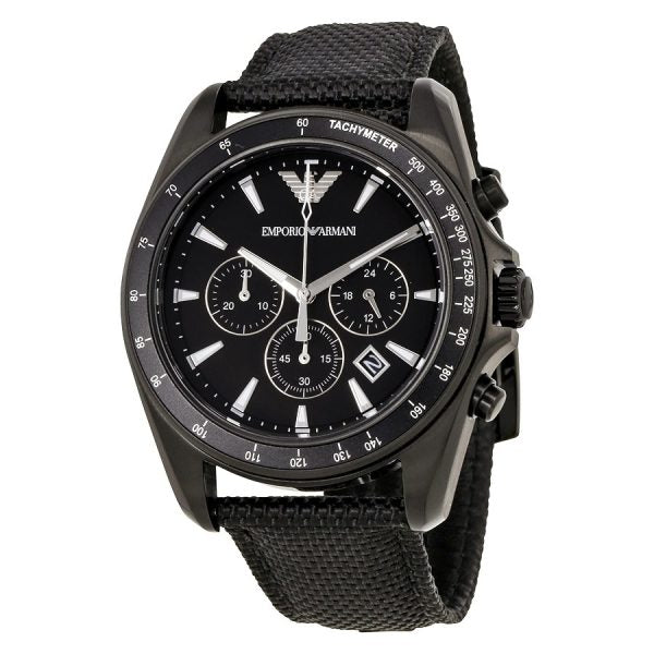 Emporio Armani Men’s Quartz Black Nylone Strap Black Dial 44mm Watch AR6131