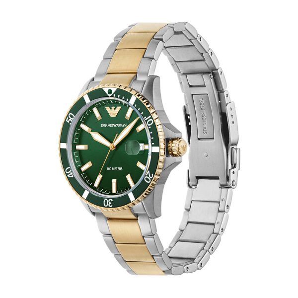 Emporio Armani Men’s Quartz Two-tone Stainless Steel Green Dial 42mm Watch AR80063