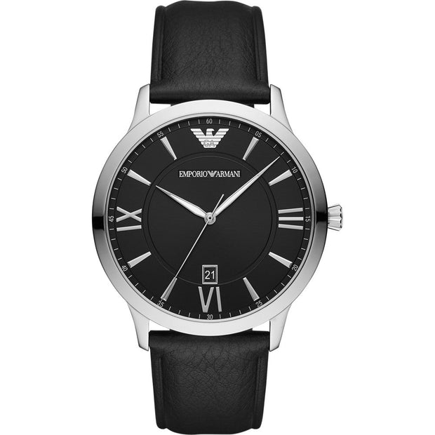Emporio Armani Men’s Quartz Leather Strap Black Dial 44mm Watch AR11210