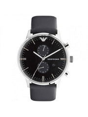 Emporio Armani Men’s Quartz Leather Strap Black Dial 43mm Watch AR0397