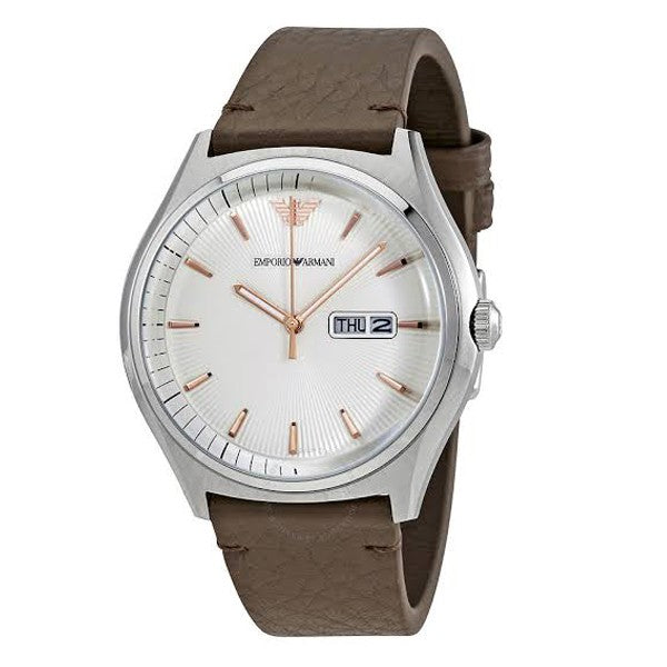 Emporio Armani Men’s Quartz Leather Strap White Dial 43mm Watch AR1999