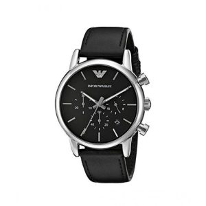Emporio Armani Men’s Chronograph Quartz Leather Strap Black Dial 41mm Watch AR1733