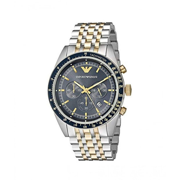 Emporio Armani Men’s Chronograph Two Tone Stainless Steel Blue Dial 46mm Watch AR8030