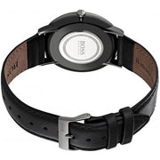 Hugo Boss Men’s Quartz Black Leather Strap Grey Dial 40mm Watch 1513540