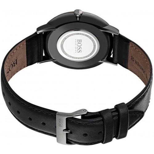 Hugo Boss Men’s Quartz Black Leather Strap Grey Dial 40mm Watch 1513540