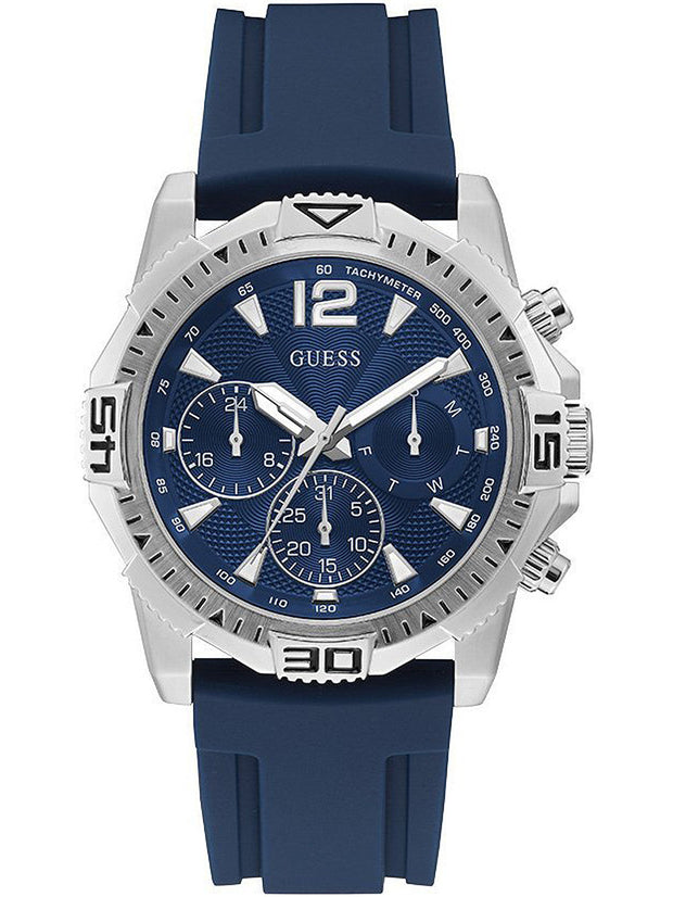 Guess Men’s Quartz Silicone Strap Blue Dial 45mm Watch GW0211G1