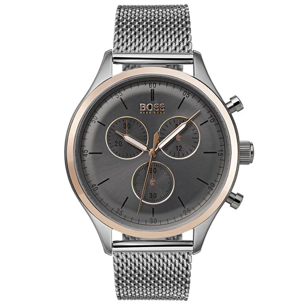 Hugo Boss Men’s Chronograph Stainless Steel Grey Dial 44mm Watch 1513549