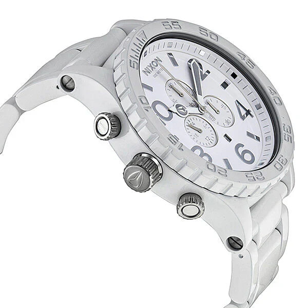 51-30 chronograph white dial white pvd men's watch a083-1255