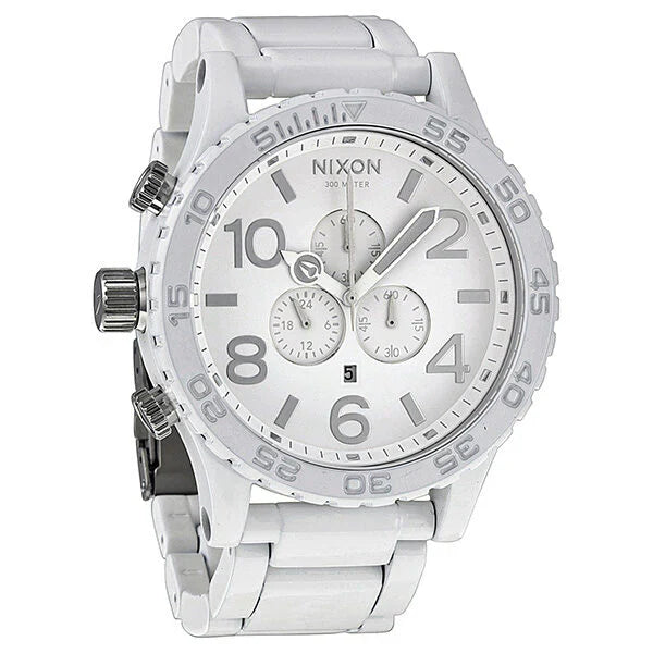 51-30 chronograph white dial white pvd men's watch a083-1255