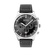Hugo Boss Men’s Chronograph Leather Strap Black Dial 44mm Watch 1513708