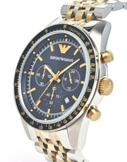 Emporio Armani Men’s Chronograph Two Tone Stainless Steel Blue Dial 46mm Watch AR8030