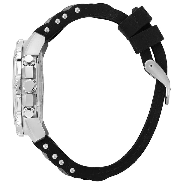 Guess Men’s Quartz Black Silicone & Stainless Steel Black Dial 43mm Watch W0366G1